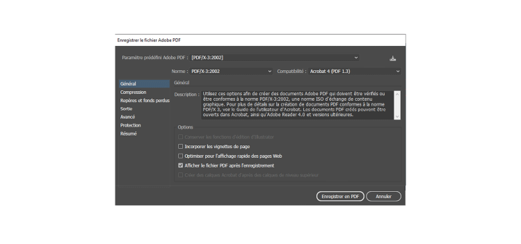 5ème étape pour ajouter du vernis à votre fichier Exportez votre fichier en PDF pour impression avec vernis