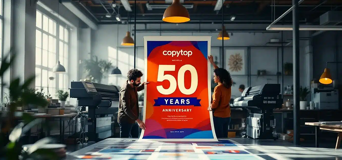 isuel des 50 ans de COPYTOP utilisé pour la campagne marketing anniversaire