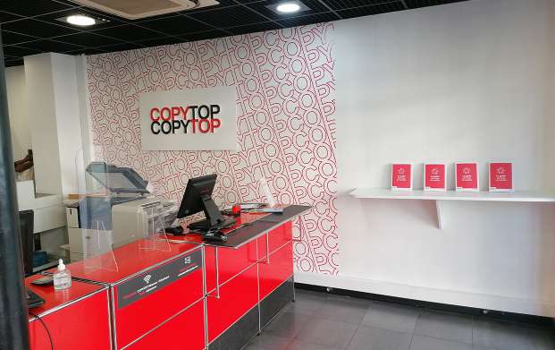 Comptoir et logo de l'agence COPYTOP Réaumur - Sébastopol à Paris