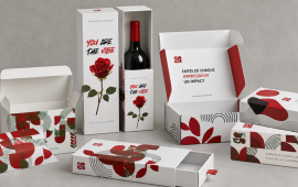Sélection de packagings personnalisés et d'emballages cadeaux imprimés présentés dans une mise en scène avec boîtes personnalisées, coffrets et emballages premium pour valoriser les produits, les cadeaux d'entreprise et l'image de marque.