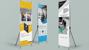 Kakemono en X-banner proposant deux formats, 60 x 160 cm ou 80 x 180 cm.