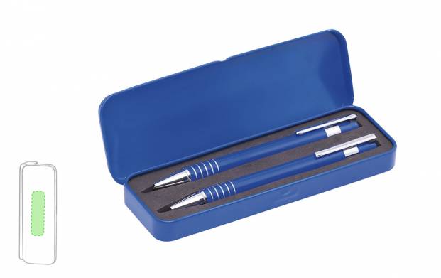 Coffret de 2 stylos personnalisables sur le dessus de la boîte.