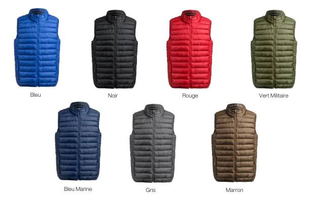 Collection de nos doudoune sans manches mixte de différentes couleurs, tous personnalisables Concevez et personnalisez vos doudoune sans manches mixte
