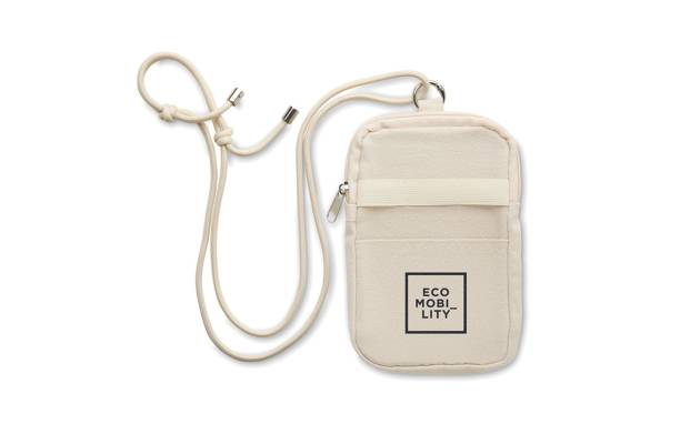 Sacoche pour smartphone écoresponsable personnalisée Choisissez un goodies écoresponsable qui portera votre marque partout avec notre sacoche personnalisable