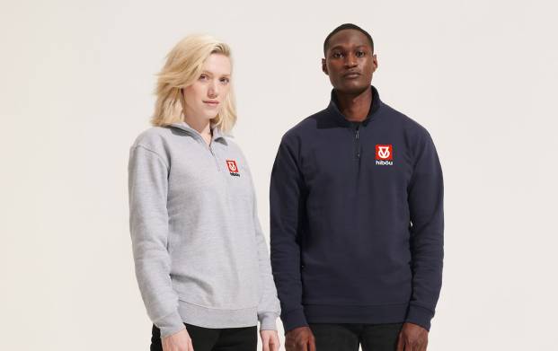 Sweat avec col zippé personnalisé Pour compléter la tenue de vos équipes, personnalisez notre sweat à col zippé