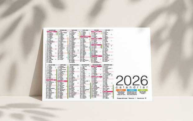 Calendrier souple personnalisé A3 Offrez un calendrier A3 personnalisé pour la nouvelle année