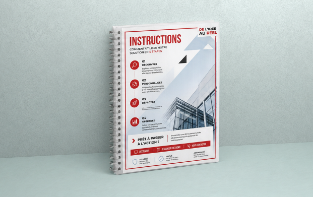Mode d'emploi personnalisé, imprimé et relié de manière professionnelle. Solution d'impression professionnelle pour notices d'utilisation, guides d'installation, manuels techniques et documents d'information personnalisés.