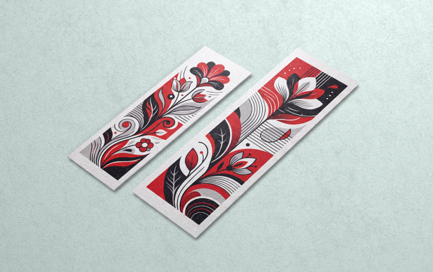 Marque-page premium personnalisé imprimé sur papier rigide avec finition haut de gamme, idéal pour accompagner un livre ou promouvoir une entreprise, un événement ou une création.