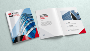 Brochure classique personnalisée avec couverture pelliculée, idéale pour présenter une entreprise, ses produits ou ses services avec un support de communication professionnel et résistant.