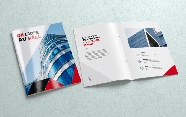Brochure classique personnalisée avec couverture pelliculée, idéale pour présenter une entreprise, ses produits ou ses services avec un support de communication professionnel et résistant.