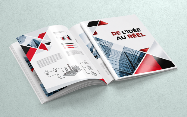 Bilan d'entreprise premium imprimé avec des finitions haut de gamme, comme le pelliculage, le vernis sélectif, le vernis 3D et la dorure or, argent, rouge ou holographique, pour un bilan d'activité élégant et professionnel.