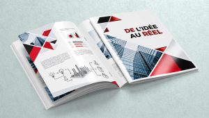 Bilan d'entreprise premium imprimé avec des finitions haut de gamme, comme le pelliculage, le vernis sélectif, le vernis 3D et la dorure or, argent, rouge ou holographique, pour un bilan d'activité élégant et professionnel.
