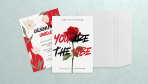 Invitation express personnalisée imprimée pour annoncer un événement professionnel ou privé, comme un gala, un meeting, un lancement de produit, une réception ou une soirée.