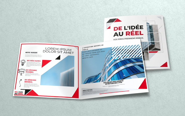 Plaquette commerciale personnalisée imprimée en express pour présenter une entreprise, ses produits ou ses services et communiquer efficacement auprès de ses clients et prospects. Disponible en 2 volets au format A4, A5 ou carré imprimé sur des papiers 170 g, 300 g et 350 g, avec des rendus satinés ou brillants selon le papier choisi.