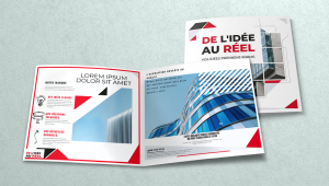 Plaquette commerciale personnalisée imprimée en express pour présenter une entreprise, ses produits ou ses services et communiquer efficacement auprès de ses clients et prospects. Disponible en 2 volets au format A4, A5 ou carré imprimé sur des papiers 170 g, 300 g et 350 g, avec des rendus satinés ou brillants selon le papier choisi.