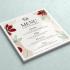 Menu de mariage classique personnalisé imprimé en couleur ou noir et blanc, en recto ou recto-verso, sur papier ivoire 240 g, satiné 350 g ou brillant 350 g, avec ou sans pliage et au choix avec pelliculage mat, satiné, brillant, peau de pêche ou grain de sable, ou plastification mate ou brillante pour les menus sans pli.