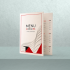 Menu de restaurant classique personnalisé avec impression couleur ou noir et blanc, recto ou recto-verso, disponible avec ou sans pli dans les formats A3, A4, demi-A4, A5, 1/3 A4 et A6, sur papier ivoire, satiné ou brillant, avec plastification mate ou brillante et pelliculage mat, satiné, brillant, peau de pêche ou grain de sable (sauf sur papier ivoire).