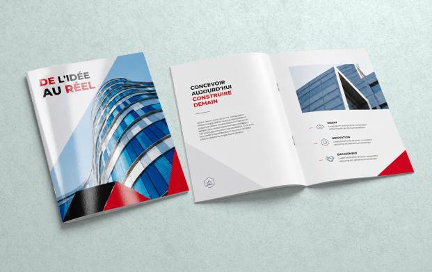 Brochure classique personnalisée avec couverture pelliculée, idéale pour présenter une entreprise, ses produits ou ses services avec un support de communication professionnel et résistant.
