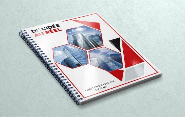 Dossier de présentation premium personnalisé avec finitions haut de gamme (pelliculage, vernis sélectif ou dorure), conçu pour valoriser vos documents de présentation d'entreprise lors de rendez-vous professionnels et d'événements.
