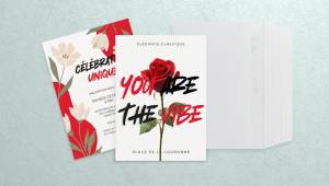 Invitation express personnalisée imprimée pour annoncer un événement professionnel ou privé, comme un gala, un meeting, un lancement de produit, une réception ou une soirée.