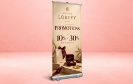 Roll up personnalisé pour annoncer vos soldes, promotions et offres commerciales