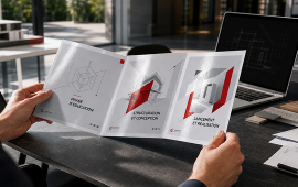 Plaquette commerciale personnalisée imprimée pour présenter une entreprise, ses produits ou ses services et valoriser sa communication auprès de ses clients et prospects.